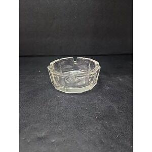 Art Deco Vintage Glass Ashtray, Iceberg Texture, 3.75" Clear Ashtray Home Accent